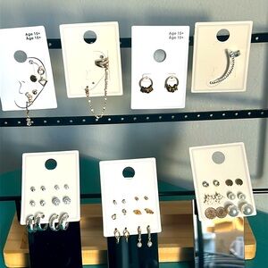 NEW Bulk Stud Hoop Drop Earring -18 Sets + Ear Climbers Singles Gold Silver Tone